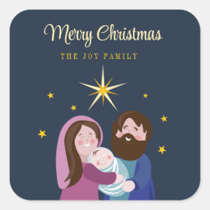 Christmas Nativity Square Sticker