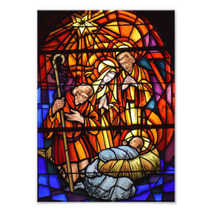 Christmas Nativity Stained Glass Image Baby Jesus Photo Print