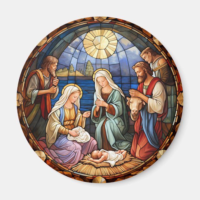 Christmas Nativity Stained Glass Magnet (Front)