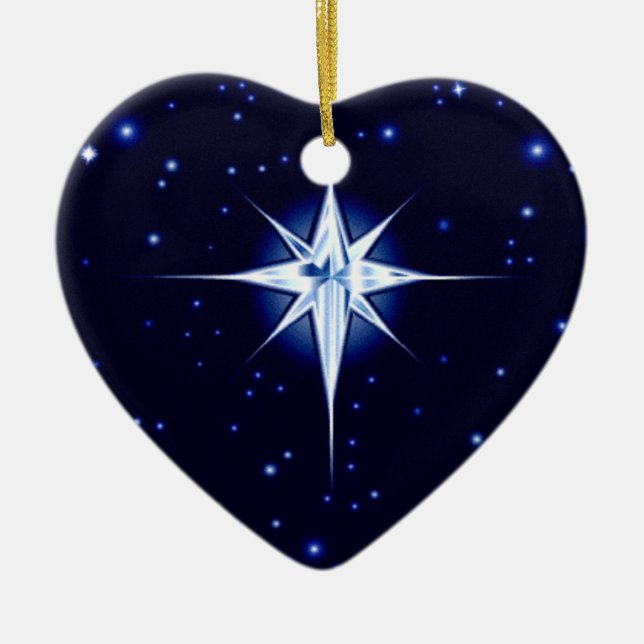 Christmas Nativity Star Ceramic Ornament (Front)