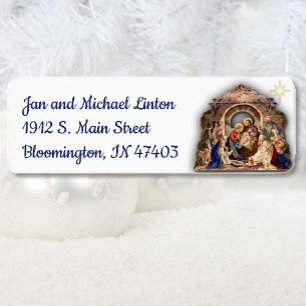 Christmas Nativity Star Personalise Return Address Label