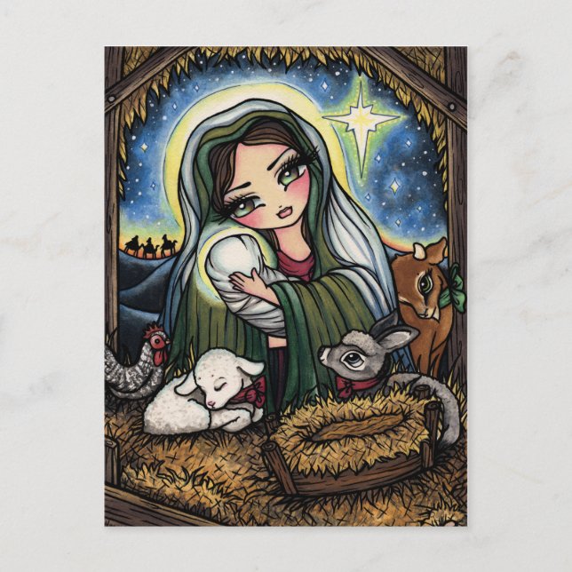 Christmas Nativity Virgin Mary Jesus Art Postcard (Front)