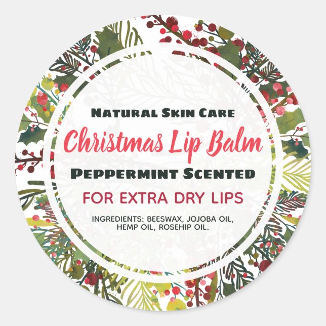 Christmas Natural Handmade Lip Balm Classic Round Sticker (Front)