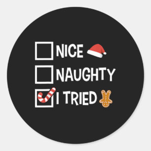 Christmas Naughty List Classic Round Sticker