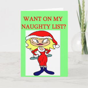 christmas naughty list girl xmas joke holiday card