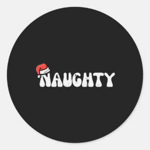 Christmas Naughty Nice Matching Funny Xmas Couple Classic Round Sticker