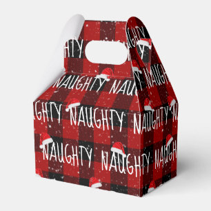 Christmas NAUGHTY Text with Santa Hats  Favour Box