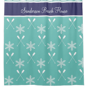 Christmas Nautical paddles  winter paddles beach   Shower Curtain