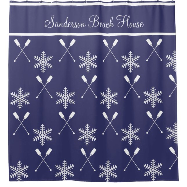 Christmas Nautical paddles  winter paddles beach  Shower Curtain (Front)