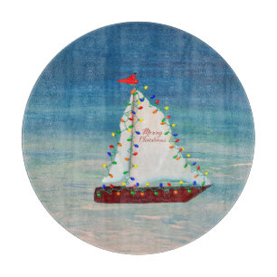 Christmas nautical sailboats Holiday party Cutting Board