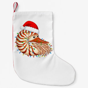 Christmas Nautilus Pompilius Santa Hat Holiday Small Christmas Stocking