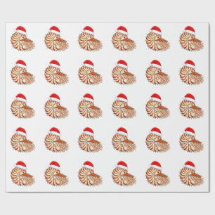 Christmas Nautilus Pompilius Santa Hat Holiday Wrapping Paper