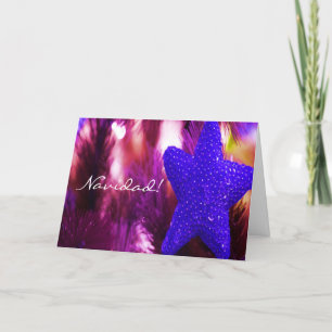 Christmas Navidad Blue Star III Holiday Card