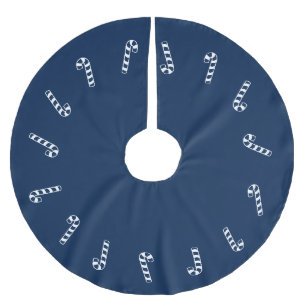 Christmas navy blue candy cane cute modern brushed polyester tree skirt