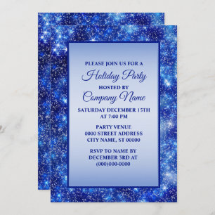 Christmas Navy Blue Sparkle Party Holidays Invitation