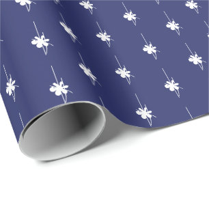 Christmas navy blue white snowflakes cute gift  wrapping paper