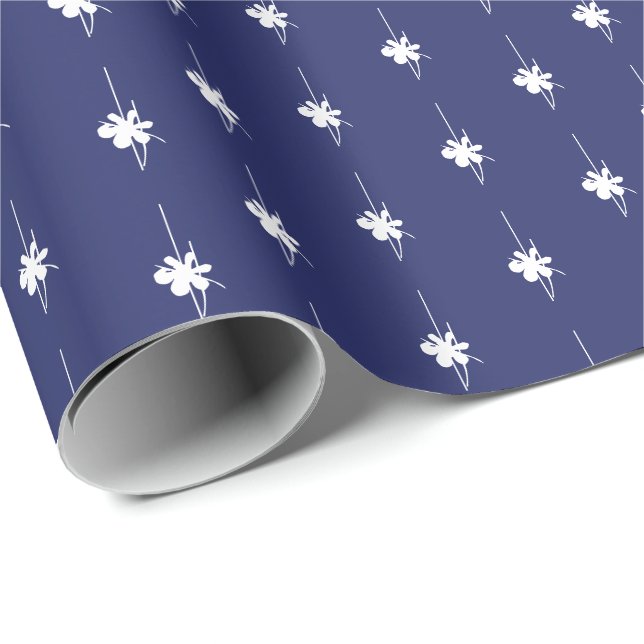 Christmas navy blue white snowflakes cute gift  wrapping paper (Roll Corner)