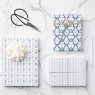 Christmas Navy Ginger Jar Wrapping Paper Sheet