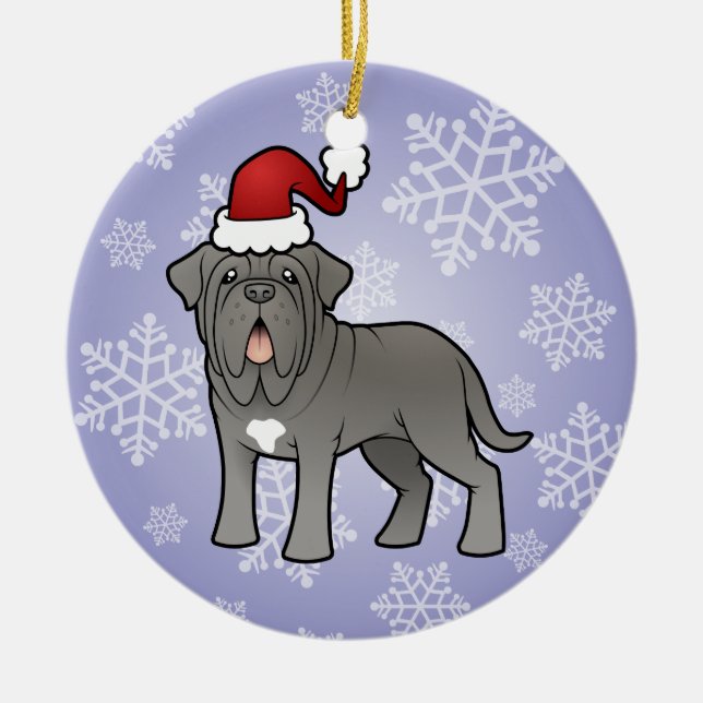 Christmas Neapolitan Mastiff Ceramic Tree Decoration (Front)