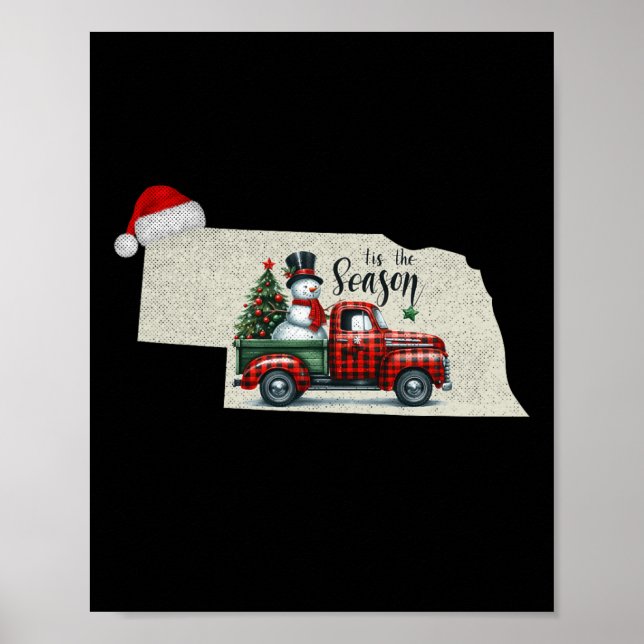 Christmas Nebraska Xmas State Map Nebraska Christm Poster (Front)