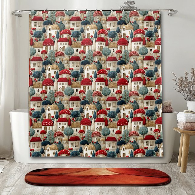   Christmas Needle Point Winter Village Shower Curtain (Creator Uploaded)