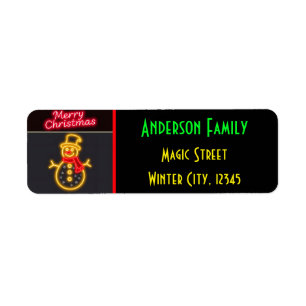 Christmas Neon Modern Holiday Collection Return Address Label