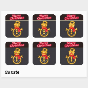 Christmas Neon Modern Holiday Collection Square Sticker