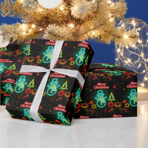Christmas Neon Popular Holiday Collection Wrapping Paper
