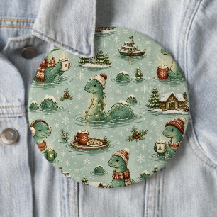 Christmas Nessie Loch Ness Monster Cosy Cryptids 6 Cm Round Badge