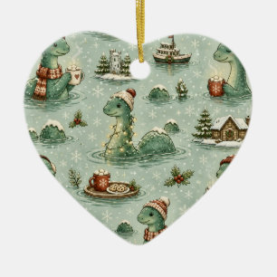 Christmas Nessie Loch Ness Monster Cosy Cryptids Ceramic Ornament