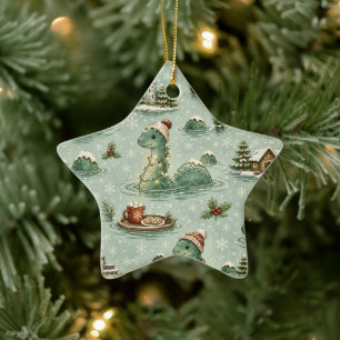 Christmas Nessie Loch Ness Monster Cosy Cryptids Ceramic Ornament