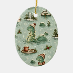 Christmas Nessie Loch Ness Monster Cosy Cryptids Ceramic Ornament