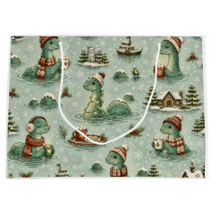 Christmas Nessie Loch Ness Monster Cosy Cryptids  Large Gift Bag