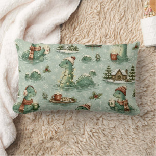 Christmas Nessie Loch Ness Monster Cosy Cryptids  Lumbar Cushion