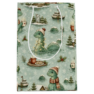 Christmas Nessie Loch Ness Monster Cosy Cryptids  Medium Gift Bag