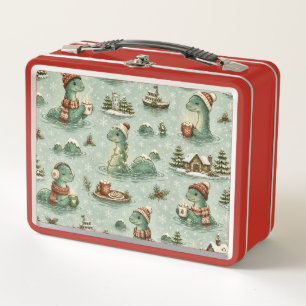 Christmas Nessie Loch Ness Monster Cosy Cryptids Metal Lunch Box