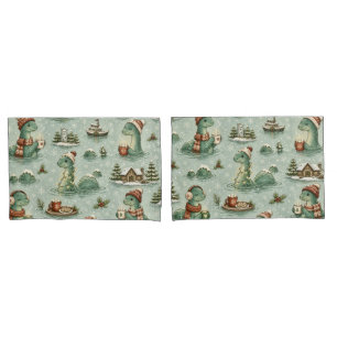 Christmas Nessie Loch Ness Monster Cosy Cryptids Pillowcase