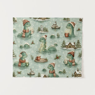 Christmas Nessie Loch Ness Monster Cosy Cryptids Tapestry