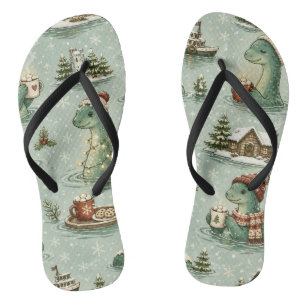 Christmas Nessie Loch Ness Monster Cosy Cryptids Thongs