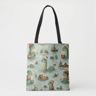 Christmas Nessie Loch Ness Monster Cosy Cryptids Tote Bag