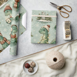 Christmas Nessie Loch Ness Monster Cosy Cryptids  Wrapping Paper