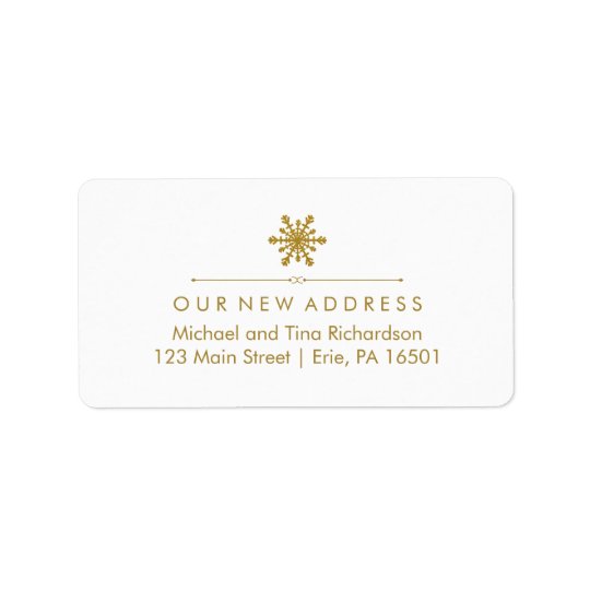 Christmas New Address Glam Gold Snowflake Address Label