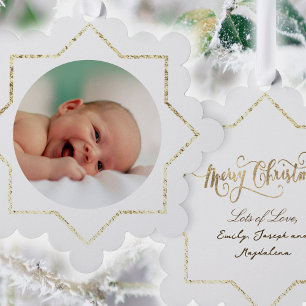 christmas new baby faux foil frame tree decoration card
