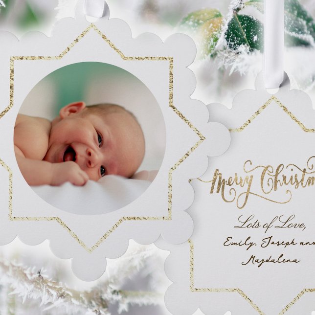 christmas new baby faux foil frame tree decoration card (Creator Uploaded)