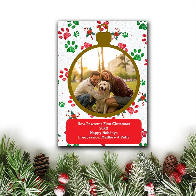 Christmas New Dog Parents Customize Photo Holiday Card (Creator Uploaded)