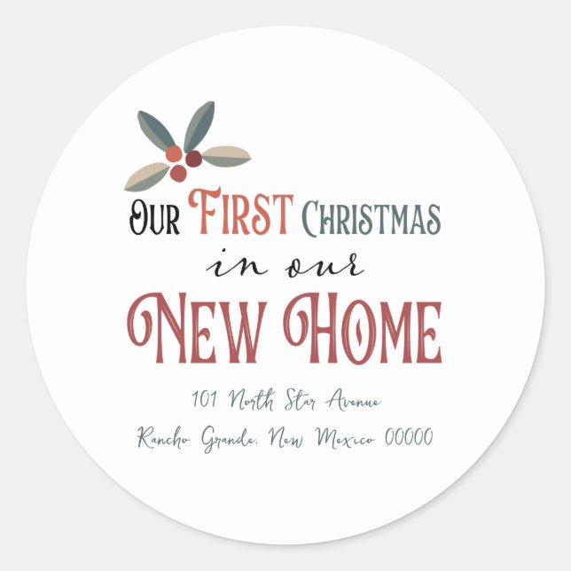 Christmas New Home Change of Address Classic Round Sticker (Front)