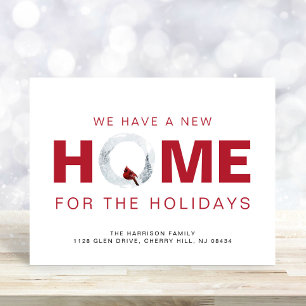 Christmas New Home Red Cardinal Moving Holiday Postcard