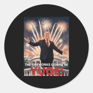 Christmas New Year 2025 Holiday Trump Fireworks Go Classic Round Sticker