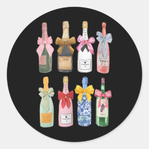 Christmas New Year Champagne Gl Coquette Bottle Classic Round Sticker