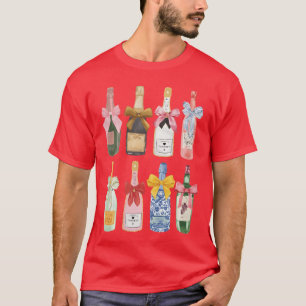 Christmas New Year Champagne Glass Coquette Bottle T-Shirt